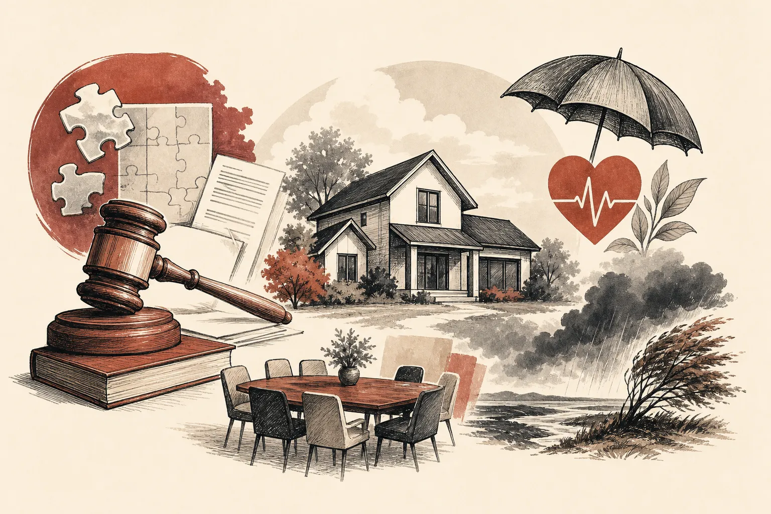Illustration for the story: Agents face legal, structural and wellness challenges amid industry shifts