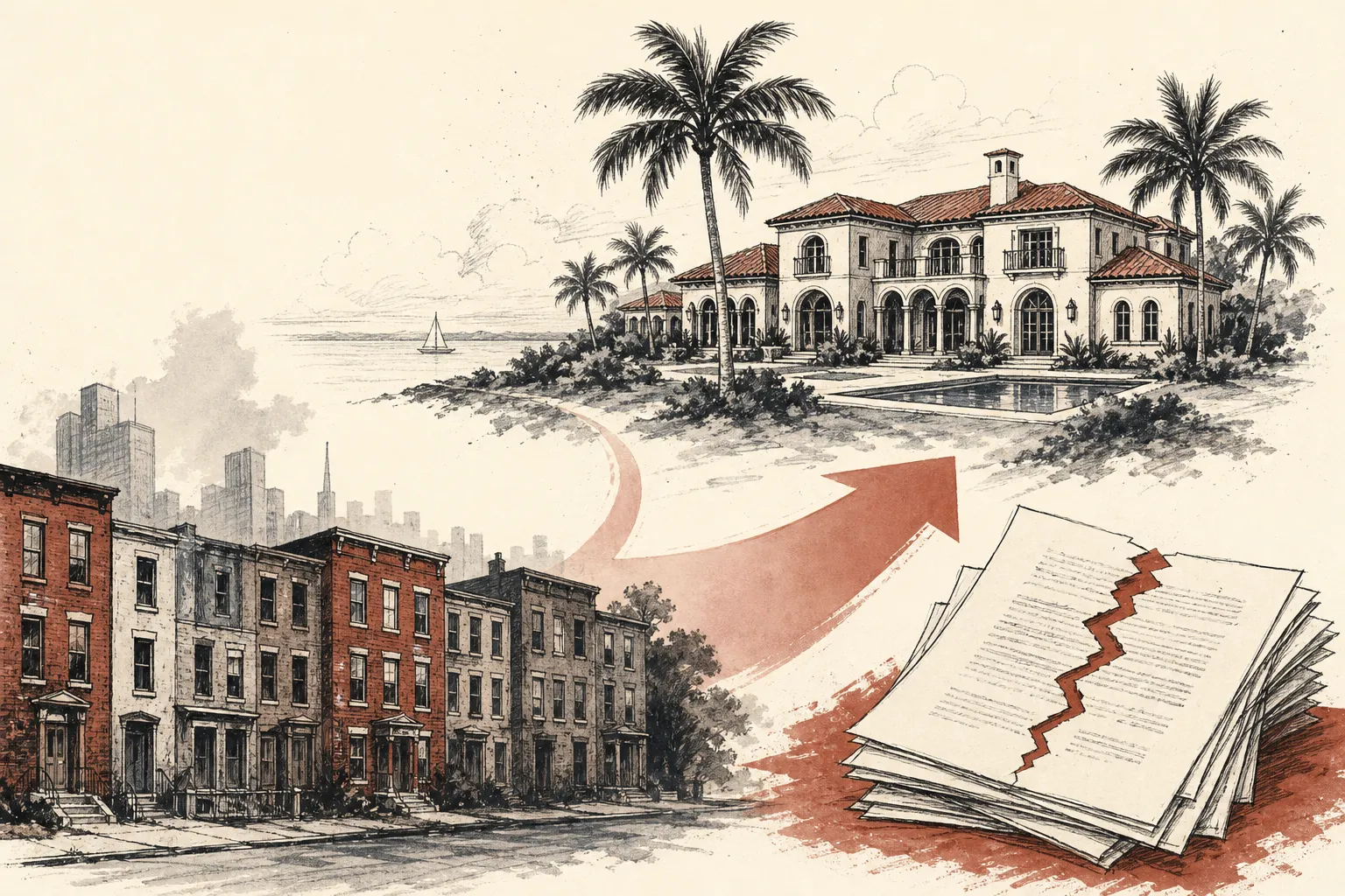 Illustration for the story: Baltimore developer buys Florida mansion for $34.5M as city pursues eviction settlement