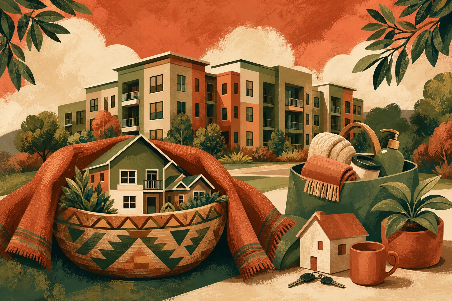 Illustration for the story: Cherokee Nation to buy north Tulsa apartments as caregiving costs rise