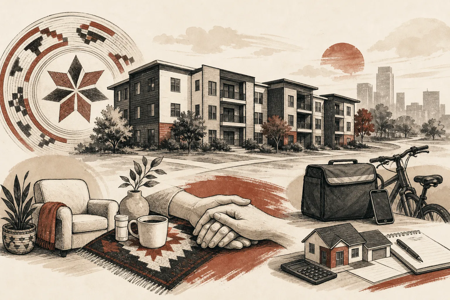 Illustration for the story: Cherokee Nation to buy north Tulsa apartments as caregiving costs rise