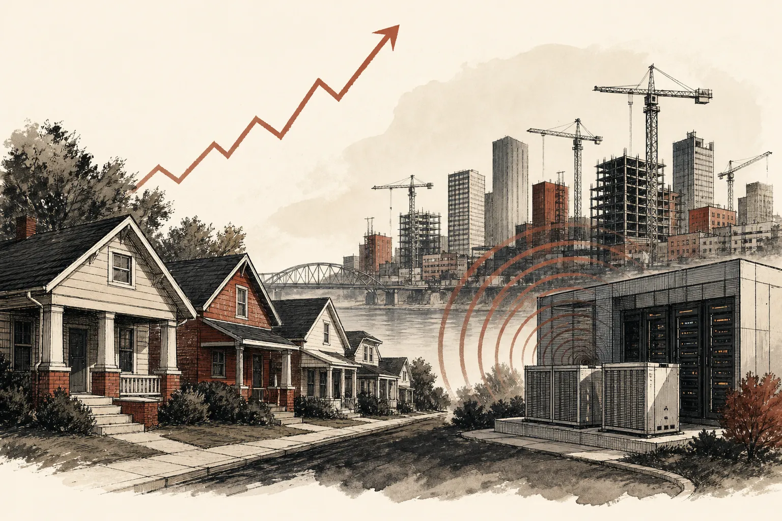 Illustration for the story: Memphis home prices rise slightly as downtown development and noise complaints grow
