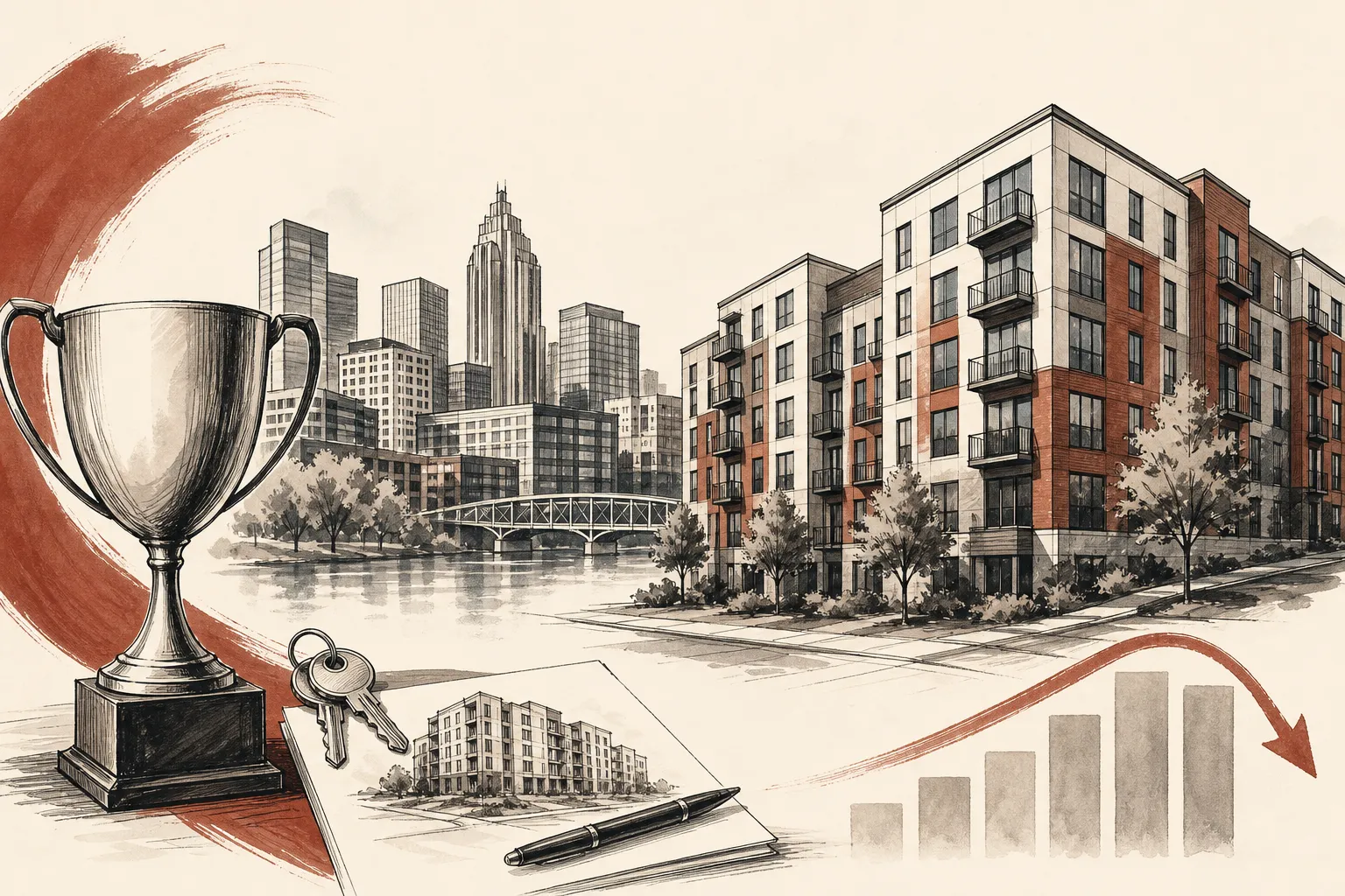 Illustration for the story: Nashville real estate market sees top agent recognition and new rental development