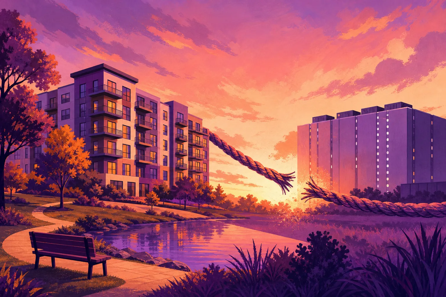 Illustration for the story: New apartment project next to Huff Park in Grand Rapids sees developer change
