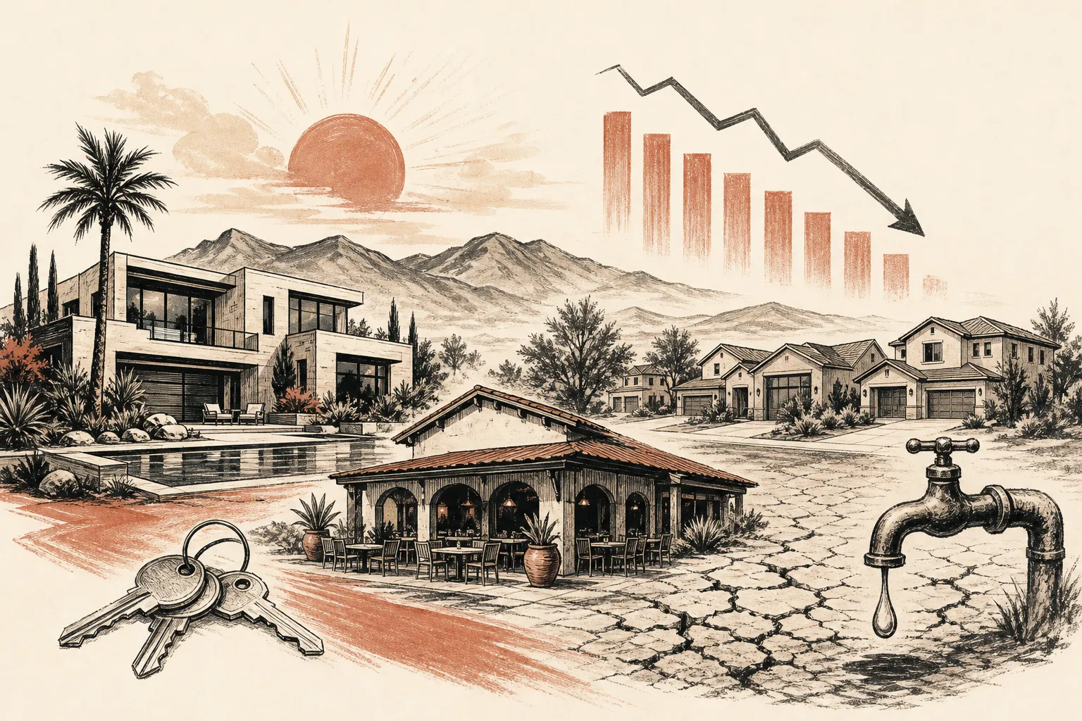 Illustration for the story: Phoenix housing market sees luxury sales, water concerns and cooling West Valley demand