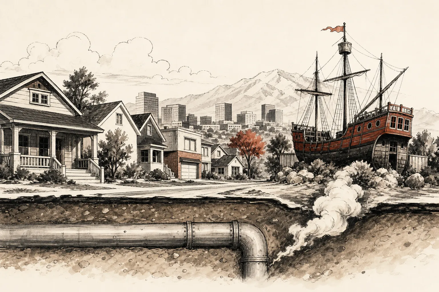 Illustration for the story: Salt Lake City home values rise slightly as gas leak evacuates 10 homes
