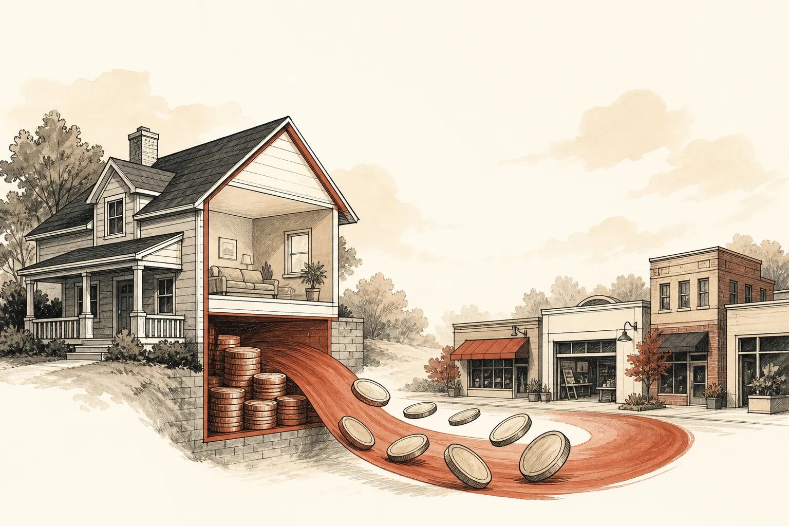 Illustration for the story: U.S. accessible home equity hits record $13.2 trillion as home equity loans fuel small-business lending